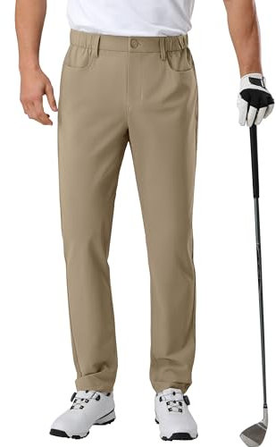 Pioneer Camp Herren Golfhose Stretch Atmungsaktiv Lang Golf Pants mit Elastischer Bund und 3 Funktionelle Taschen Khaki Größe:34