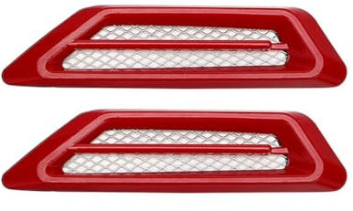Slakerbe 1 paio di prese d'aria per auto, decorazione esterna, prese d'aria universali, ingresso del flusso d'aria, griglia di ventilazione, cofano, adesivo decorativo, rosso