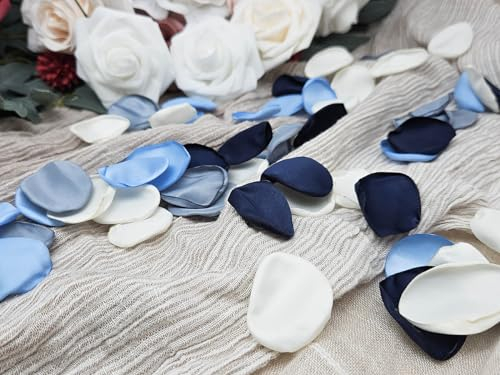 ZYOOO® 200 pièces Pétales de roses artificielles Bleu,Pétales de soie Pétales de tissu Décoration romantique pour mariages,St Valentin, Baby shower,Décoration de table,Décoration de boîtes cadeaux