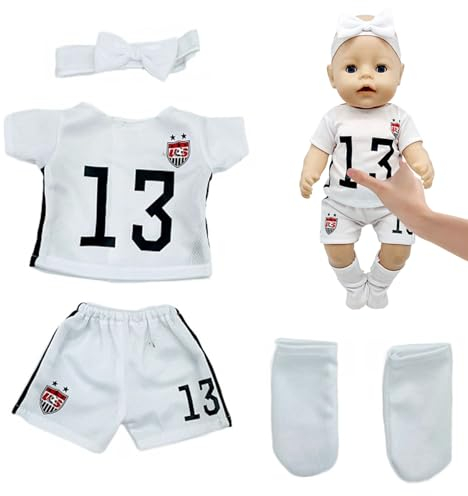 Puppenkleidung 35-43 cm Kleidung Outfits für Baby Puppen Puppenzubehör Baby Puppen Kleidung Geschenk für Mädchen Jungen (weiß)