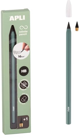 APLI 19801 - Unendlichkeitsstift mit grünem Körper, Ewiger Bleistift ohne Tinte mit Nachfüllmine