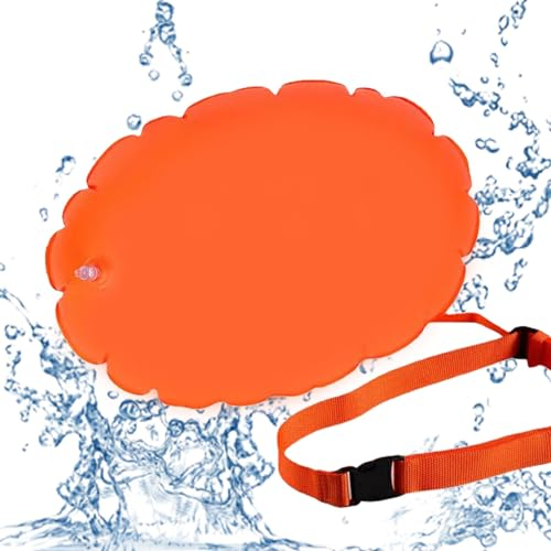 Schwimmboje, Swimming Buoy, Boje Schwimmen, Aufblasbare Trockentasche, Swim Boje, Geeignet für Schwimm-, Schnorchel- und Triathlon-Enthusiasten, Doppelairbags, Orange, 50 x 40cm