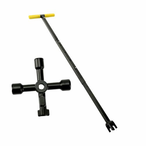 Pliable Clé de Compteur d'eau, Poignée en T en Acier Outil D'arrêt d'eau avec clé Utilitaire Multifonctionnelle à 4 Voies pour Robinets de Vannes et Vanne D'arrêt D'eau Principale (Poignée Jaune)