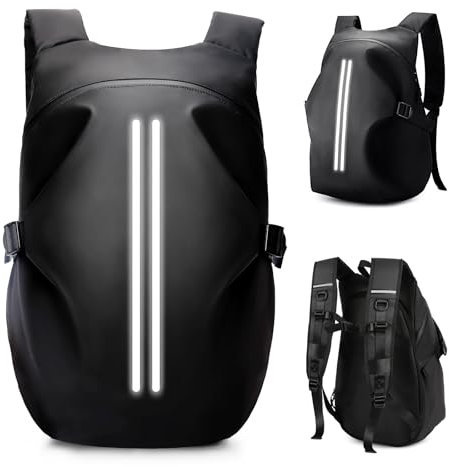 HYC00 Motorradrucksäcke für Herren, wasserdichter Helmrucksack, Motorradzubehör, Laptoptaschen, Reiserucksäcke, Schultaschen für Studenten,Schwarz L