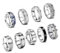 XQMMGO 9 Stück Edelstahl Herren Ringe, Schwarz Matt Finish Poliert Band Ringe, Fidget Ring Spinner Ring, Vintage Fidget Ring für Männer Damen (Silber 57)