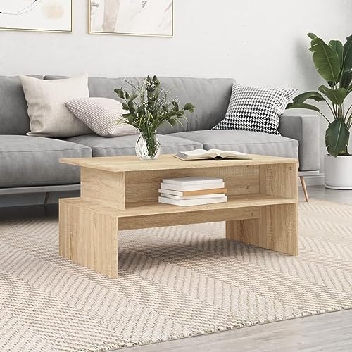 Willood Couchtisch Beistelltisch Sofatisch, Tisch Kaffeetisch Telefontisch Sonoma-Eiche 90x55x42,5 cm Holzwerkstoff