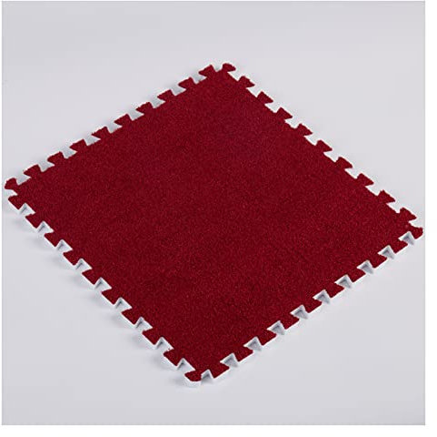 10 Pieces Foam Floor Tiles, Short Pile Interlocking Carpet Tiles, Square Puzzle Play Mats For Playroom Bedrrom School(Size:12x12 inch,Color:Wine red)