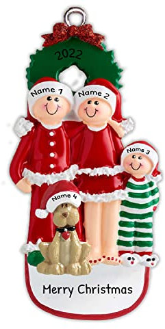 Kaululu Addobbi Albero di Natale Personalizzato Con Nome - Palline Personalizzate 2024 - Decorazioni Casa - Ciondolo in Legno - Regali (C, Nomi 4)