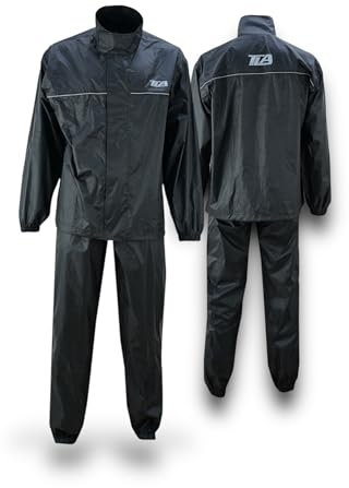 TLA Rain Traje Moto Impermeable a Prueba de Lluvia | Chubasquero Moto Anti-Agua Totalmente Reflectante | Mono Impermeable Unisex de 2 Piezas para Motos, Scooters, quads y Bicicletas