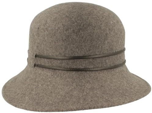 Breiter Damen Filzhut Glocke 100% Wolle Hut in Glockenform Wollfilzhut Hellgrau M