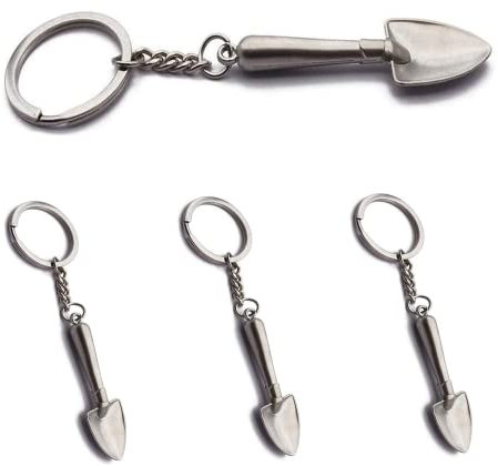 LBB＆ZQQ Keyring Pendant Spoon, 4 Pcs Keyring Metal Shovel, Keychain Gadget, Key Pendant for Various Styles of Keys