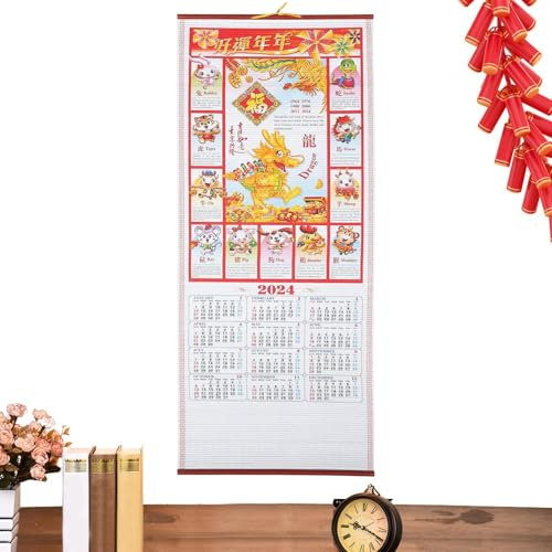 Chinesischer Kalender 2025 - Rollkalender 2025 | Chinesischer Wandrollkalender 2025 | China Wandkalender Mondkalender | Drachen Chinesischer Kalender | Fengshui Kalender | Chinesischer Wandkalender