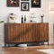 Sideboard 150cm Eiche dunkel gemasert, 3 Schubladen, großes Sideboard, Küchenschrank, Einteilige Aussparung, Mid Century Modern Dekorativer Schrank für Küche, Wohnzimmer, Eingangsbereich, Flur