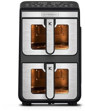 Kitchencook - Double Friteuse à Air Verticale 11l - 7 Programmes - Minuterie Numérique - Thermostat Réglable - 2400w