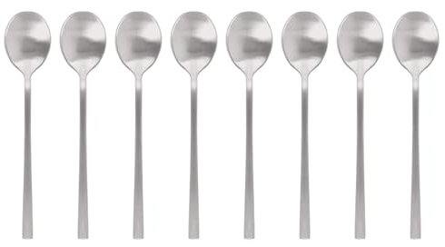 Argon Tableware Stainless Steel Teaspoons - 14.5cm - Silver - 8x Tea Spoons High Polished Metal Spoons 8-Piece Tea Coffee Sugar Spoon Cutlery Set