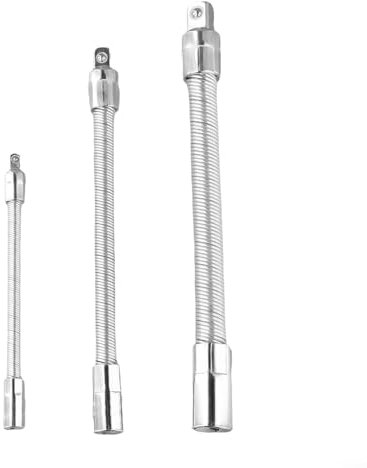 Lot de 3 rallonges flexibles en métal pour clé à cliquet 1/4 3/8 1/2 145-250 mm