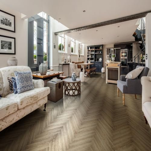 Luvanto Clic Plus Reclaimed Oak Wood Effect SPC Click Lock Luxury Vinyl Tile - Herringbone(6mm LVT) For Domestic & Commercial Use, Suitable For Underfloor Heating