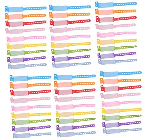 TEMPNAP 100Stücke PVC Loss Kinderarmband Einweg Wasserdichtes Armband für Ausflüge Festivals und Freizeitaktivitäten Individuell Beschreibbar Zufällige