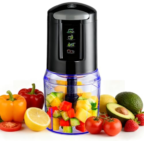 VINATO Hachoir Électrique Multifonction 300W - Robot de Cuisine avec Mixeur, Trancheur d'Oignons et Bol Gradué 500ml pour Légumes, Herbes, Viande