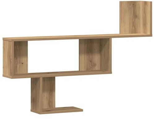 Makastle Étagère Murale à 3 Couches avec Cadre en Bois, étagère décorative, étagère Flottante, pour Salon, Cuisine, chêne Artisanal, 100 x 15 x 70 cm