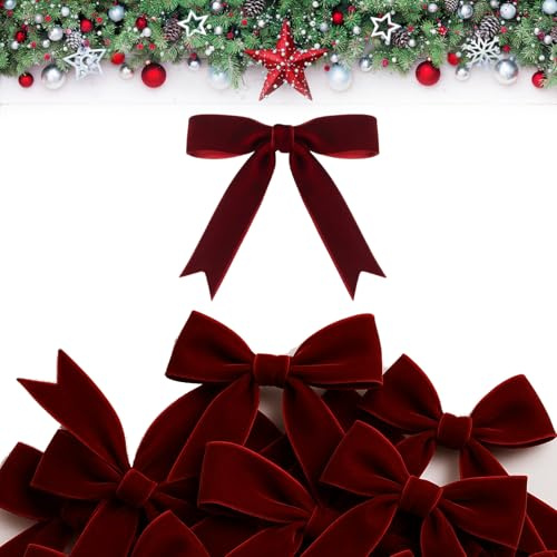 JORcadis Red Bows for Christmas Tree, 8cm x 8cm Elegant Decorative Bows, 30 Pcs Wine Red Velvet Bows, Christmas Decor for Tree, Gifts and Home