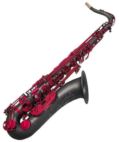 Saxophone Professionelles Mattschwarzes Tenorsaxophon Mit Rot Lackierten Klappen(Red Lacquer)