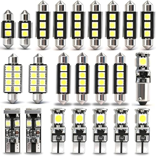 Kit Ampoules LED Voiture 23pcs T10 W5W C5W 31/36/42mm 6000K Sans Erreur | Éclairage intérieur auto blanc xénon 6000K, Plafonnier Coffre Plaque, compatible avec VW Ford Honda kit led voiture interieur