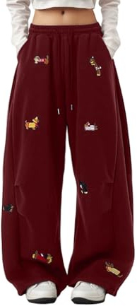 Baggy Jogginghose Damne Dackel Graphic Sweatpants weitem Bein Elastische Hohe Taille Sporthose Lang Yoga Traininghose Lockere Freizeithose Bequeme Y2K Streetwear Sporthose