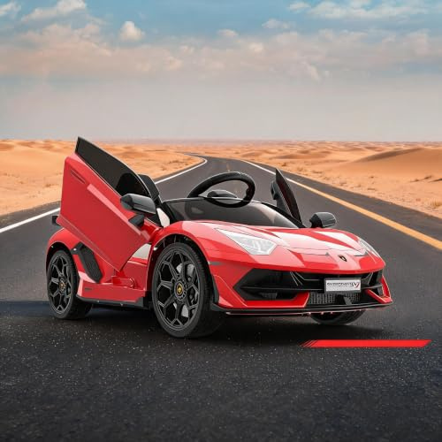 Zstar Voiture électrique Enfant Type Lamborghini 12V – Télécommande parentale – Portes Papillon hydrauliques – LED – Musique – Ceinture de sécurité – Vitesse 5km/h – Batterie Rechargeable – pour