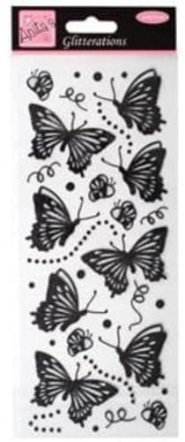 Anitas Glitterations Stickers, Butterflies, Black, For Scrapbooking, Card Making, Kids Play, Homework, Art, Craft, Embelish, Decorative, Paper, Card, Glass, Metal, Plastic, Foam