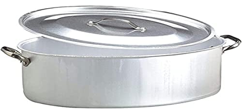 Agnelli ALMA12650 Cacerola Ovalada con Tapa y 2 manijas de Acero Inoxidable, Aluminio Profesional de 3 mm, 50 x 36 cm