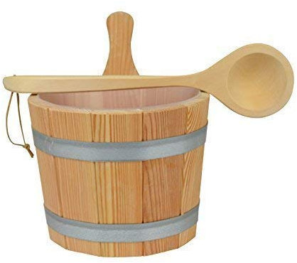 Sauna Set 3 Piezas #608 Cubo de Madera de Alerce, Inserto, Paleta
