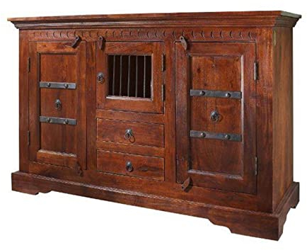 MASSIVMOEBEL24.DE | Oxford Kommode aus Massivholz #412 | Akazienholz - Nougat, lackiert | Kolonialstil | 130x50x85 cm | Kommode aus Massivholz Vollholzkommode