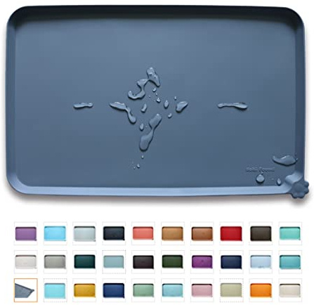 Hoki Found -Waterproof Pet Feeding Mats with High Lips - Multiple Size and Colors for Dogs, Cats & Others-G