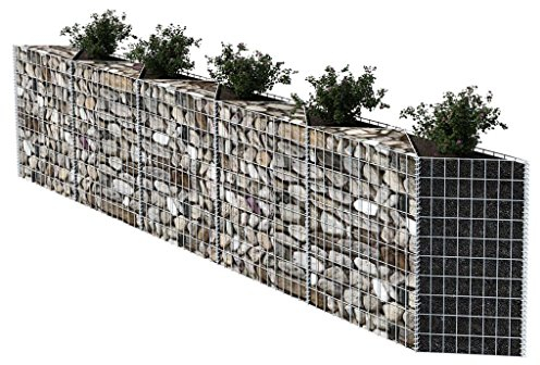 Festnight Gabionen Hochbeet aus Stahl 330x30x100 cm Silbern
