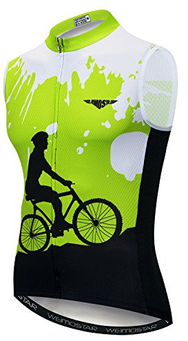 Radtrikot für Herren, ärmellos, Weste, Fahrradbekleidung, Jacke, eng, reflektierend bei Nacht, A14, XL