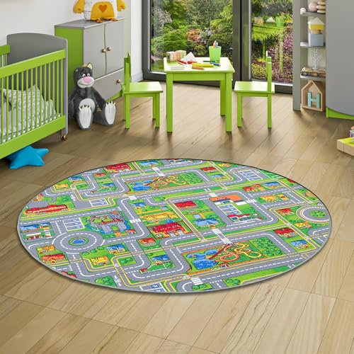 Snapstyle Kinder Spiel Teppich Abenteuerland Bunt Rund in 7 Größen