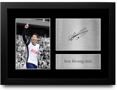 HWC Trading Son Heung-Min A4 Gerahmte Signiert Gedruckt Autogramme Bild Druck-Fotoanzeige Geschenk Für Tottenham Hotspur Spurs Fußball Fans