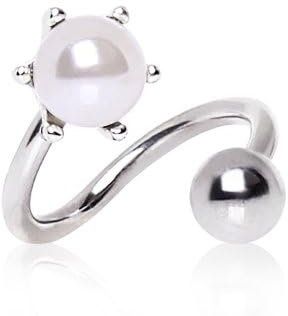 eeddoo Piercing-Spirale Helix-Piercing aus Edelstahl Silber mit Perle Kugel