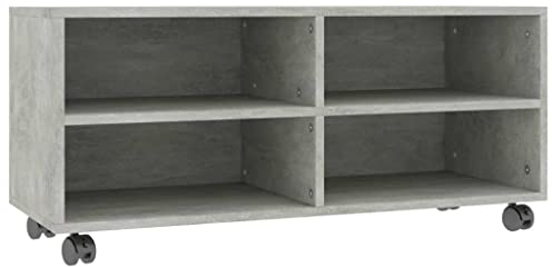 vidaXL Mobile TV con Ruote e Scomparti Aperti Robusto Elegante Armadietto Basso Multimediale DVD Credenza Hifi Grigio Cemento in Truciolato
