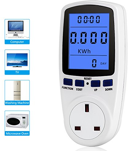 Stromzähler Für Steckdose, Multifunktionale Blaue Hintergrundbeleuchtung Power Metering-Buchse, Stromverbrauchsmonitor Power Meter Stecker Home Energie Watt Volt Ampere KWH Verbrauchsanalysator
