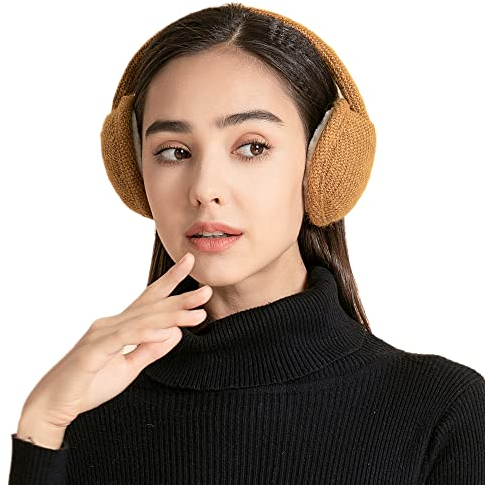 ZLYC Damen Winter Verstellbarer Ohrenschützer Ohrenwärmer Outdoor Earmuffs(Khaki)