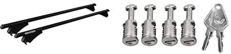 MENABO 000085900000 Dachträger Tiger, Schwarz & Schlösser Set für Tiger Dachreling Silber