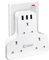 Unidapt Socket Extensions Adapter with 3 USB, 3 Way Plug Adaptor UK, Multi Plug Extender, Sleek Socket, Flat Wall Extension 13A Power, Multiple Outlet for Home, Office, Kitchen, Hotel, White