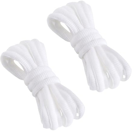 VSUDO 150 cm Lacets Blanc Ovale pour Chaussures de Sport, Lacets de Baskets, Lacets Blanc Chaussures de Course sur Route, Lacets Chaussures de Running pour Femme ou Homme (1Paire-Blanc-150CM)