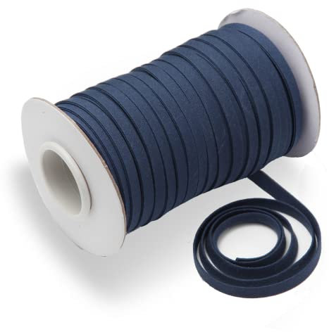 Tewadoo Schrägband, doppelt gefaltet, 1/4 Zoll – Marineblau, 45 Meter, Polyester-Bindband zum Nähen, Quiltbinden, Säumen, Nähen und Stoffpaspeln