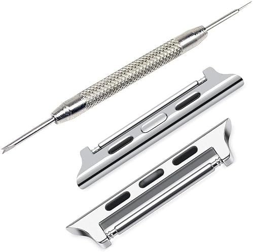 Vintage Time Watches | 20mm Watch Adapter Connector kit for 38/40 / 42 / 44mm Apple Smart Watch | + Tool and Pins (38/40mm, Silver)