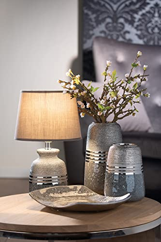GILDE Lampe Magma silberfarben/grau, Schirm grau Fassung E 27 H: 38 cm B: 23 cm T: 23cm 47263