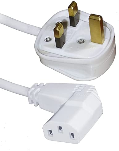 ShaniTech UK 5M 5 Meter Right Angled Angle to IEC C13 Mains Power Cable for TV Samsung Panasonic Sony etc, Kettle, PC Monitor & Printer Lead Cord
