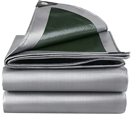 Telone Occhiellato Impermeabile Telo di Protezione Pesante Antipioggia Copertura da Esterno,Antistrappo,Protezione Anti UV e Antipioggia in PE per Barca, Legno, Auto, Piscina,160 g/m²,6x13m